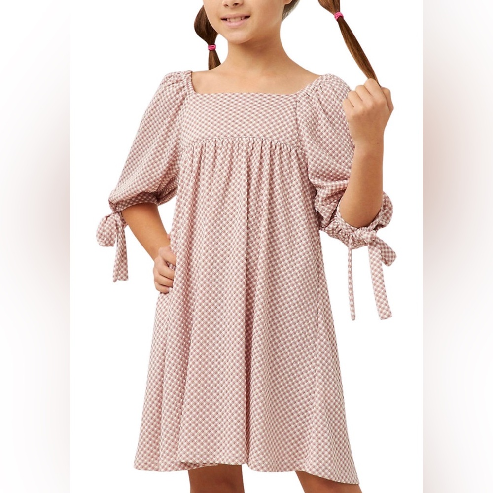 Hayden | Textured Knit Gingham Printed Dress | Girls Size Large | NWT